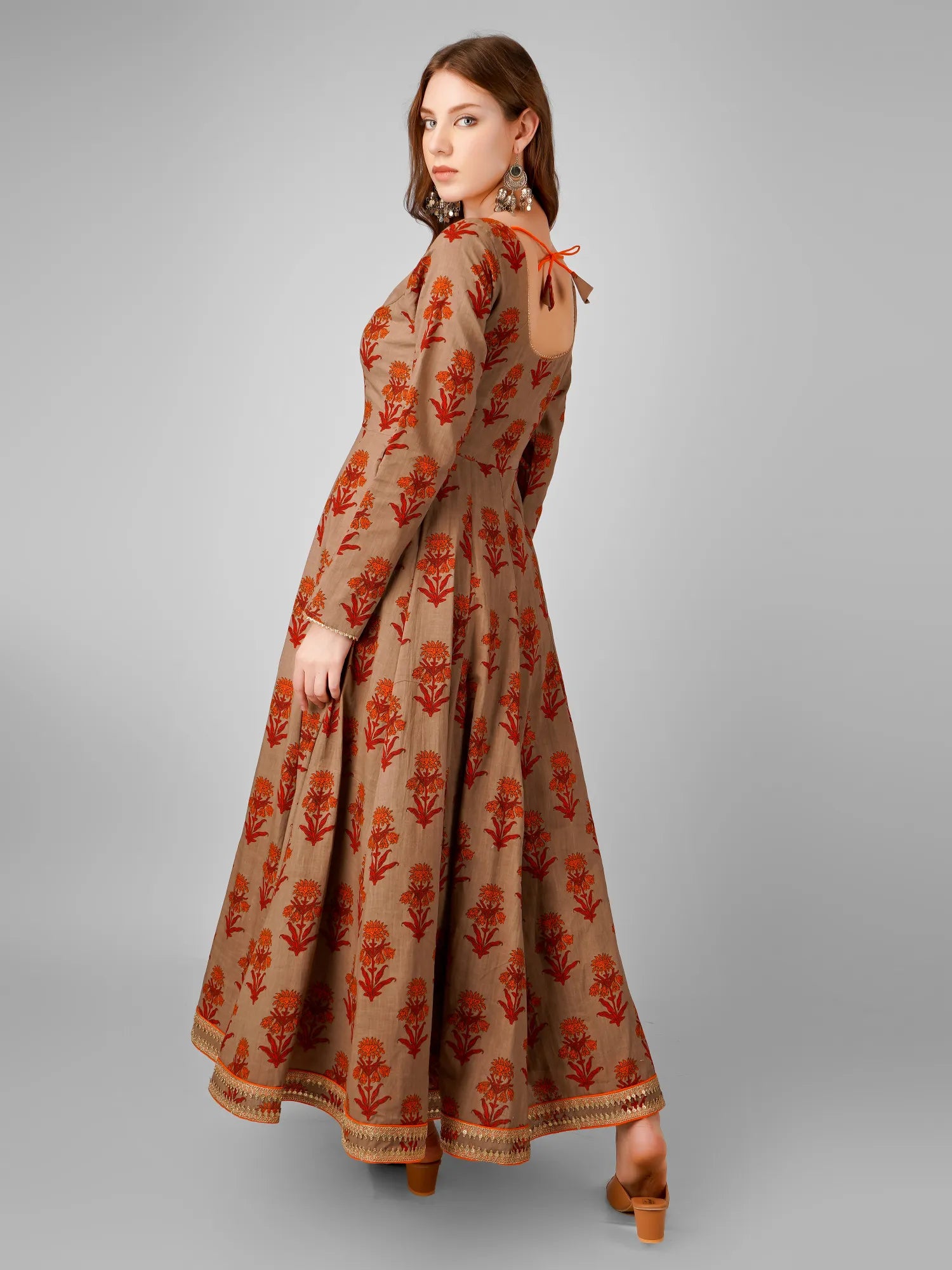 Saffron Elegance Anarkali Dress