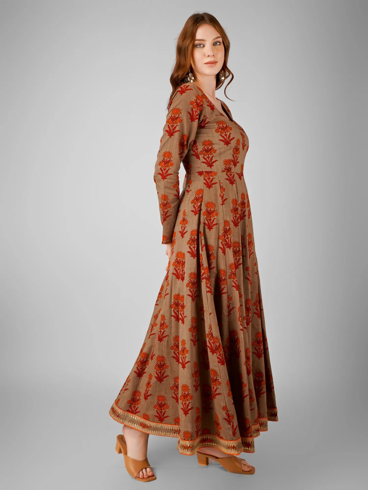 Saffron Elegance Anarkali Dress