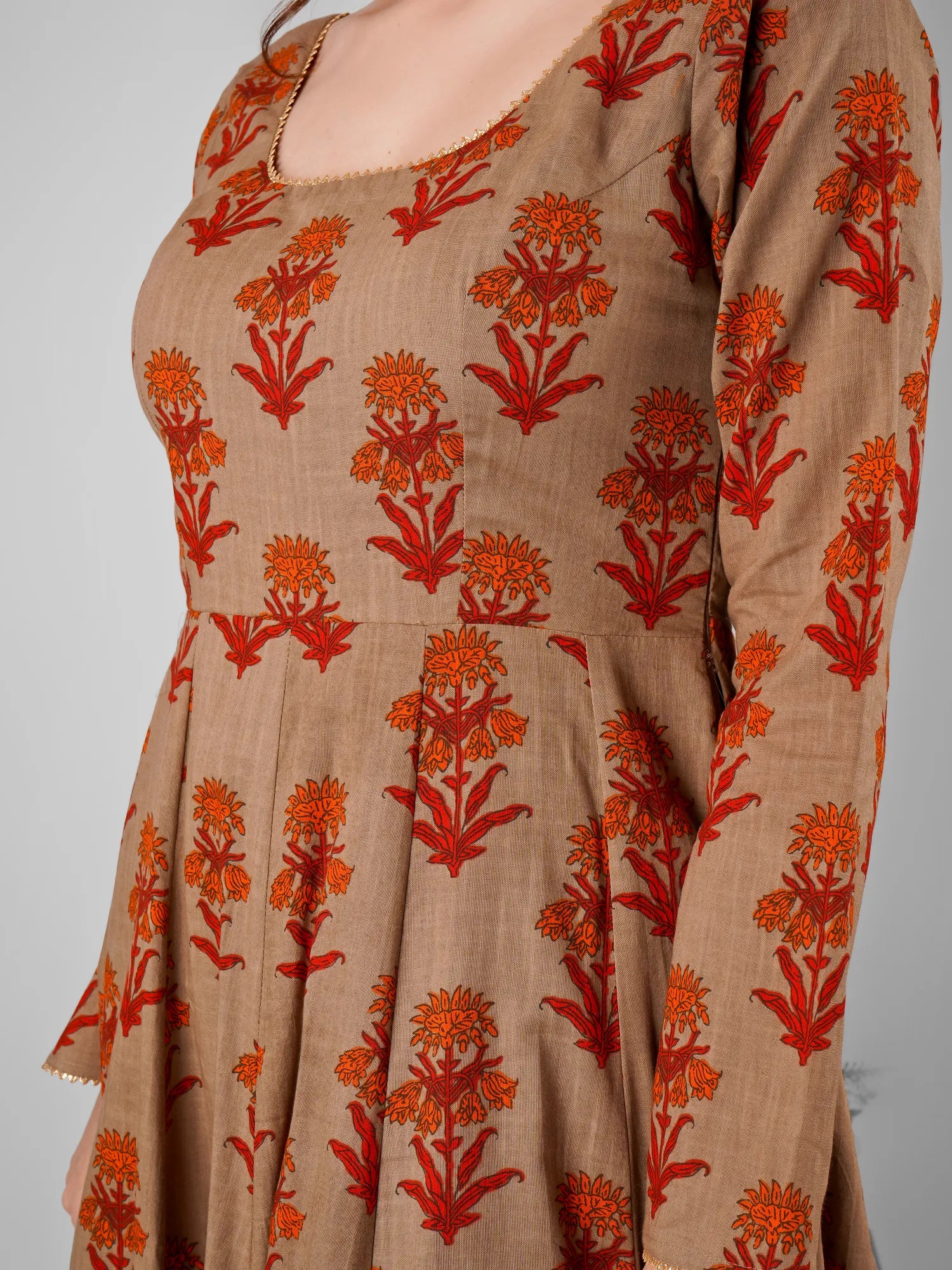 Saffron Elegance Anarkali Dress