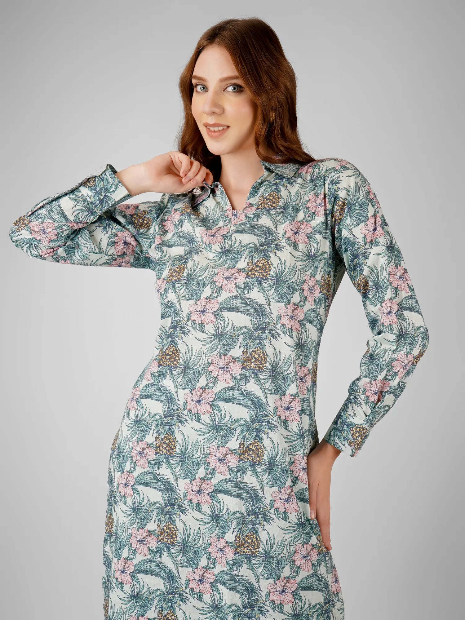 Trendy Cotton Blossom Full Sleeve Kurta Set