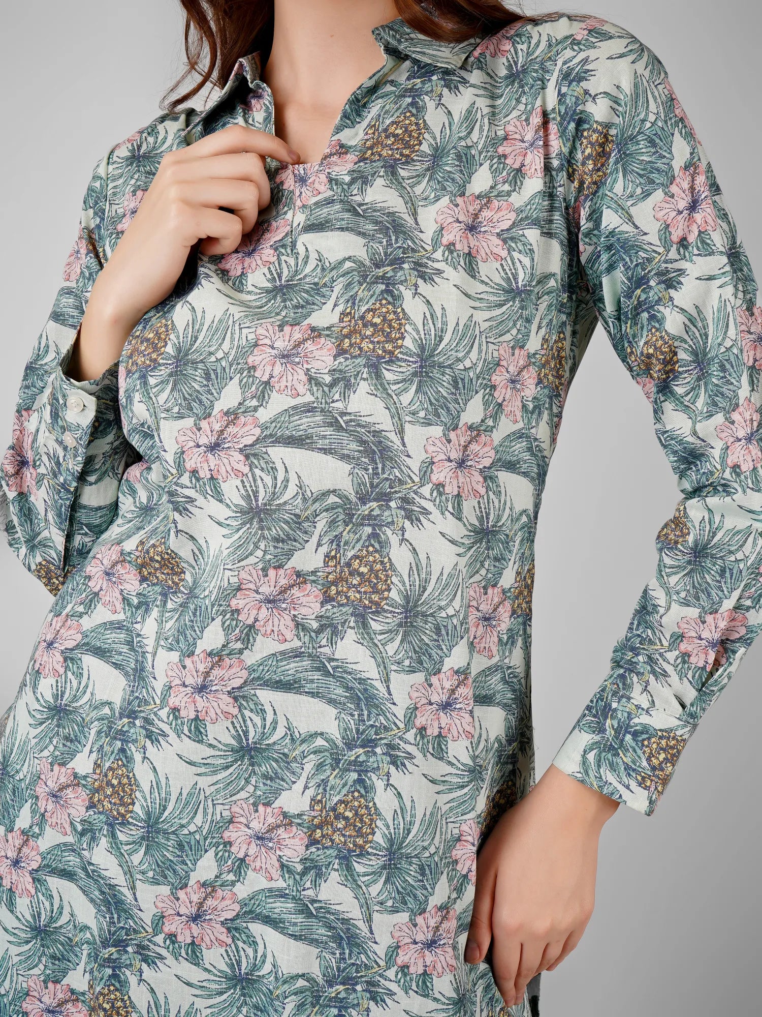 Trendy Cotton Blossom Full Sleeve Kurta Set