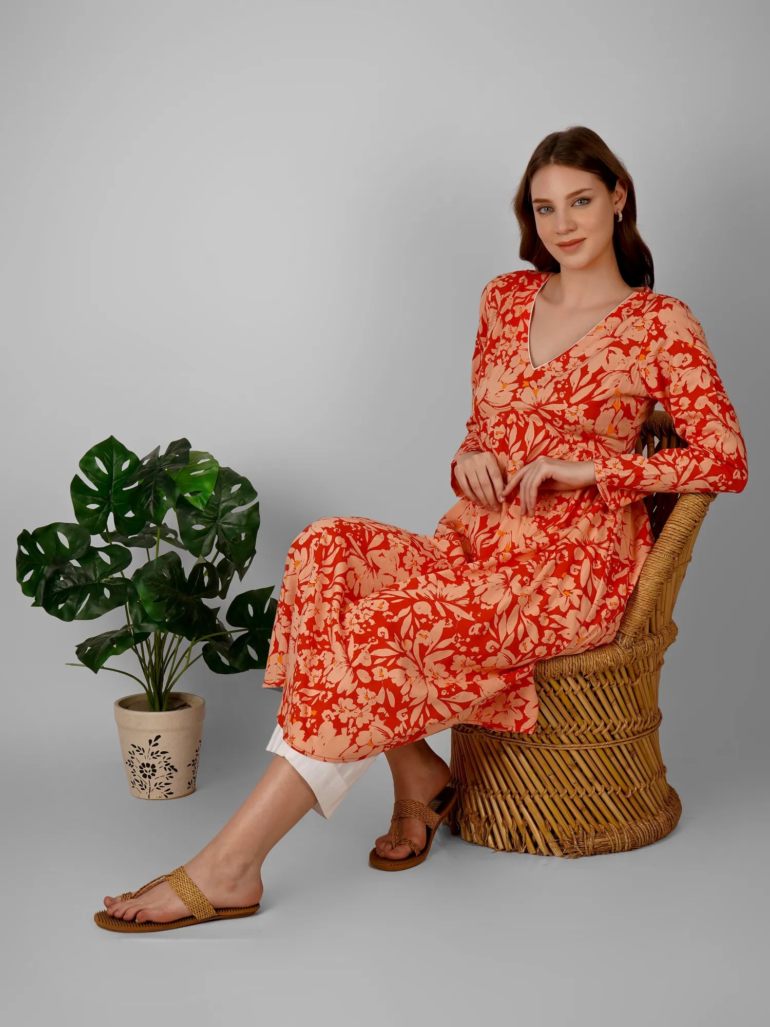 Crimson Petal Kurti Dress