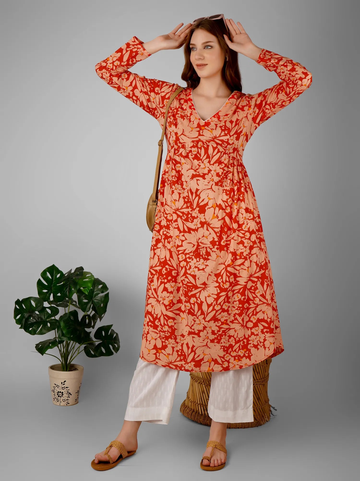 Crimson Petal Kurti Dress