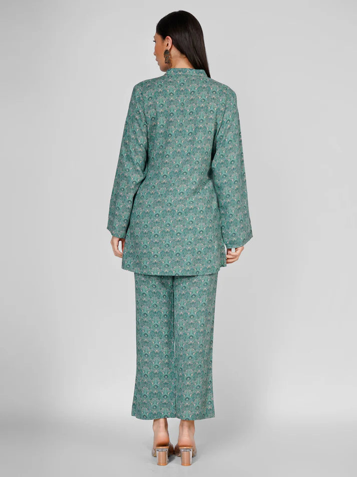 Teal Ethnic Print Co-ord Set