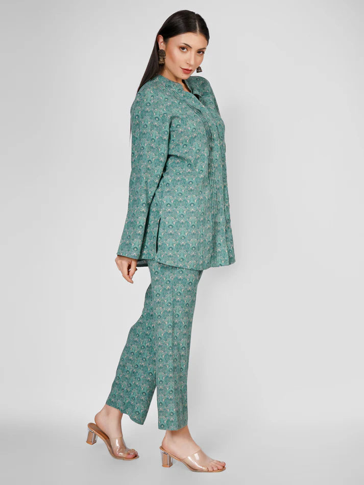 Teal Ethnic Print Co-ord Set
