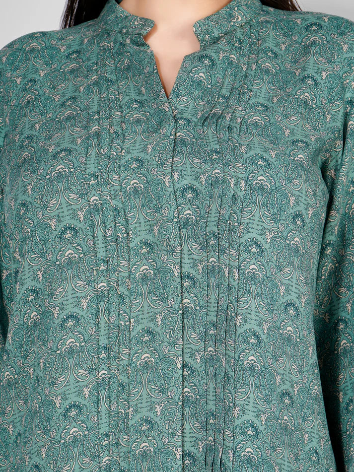 Teal Ethnic Print Co-ord Set